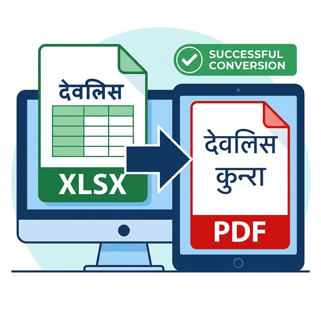 हिंदी एक्सेल को PDF में बदलें (Devlys/Kruti Dev फॉन्ट समर्थित)