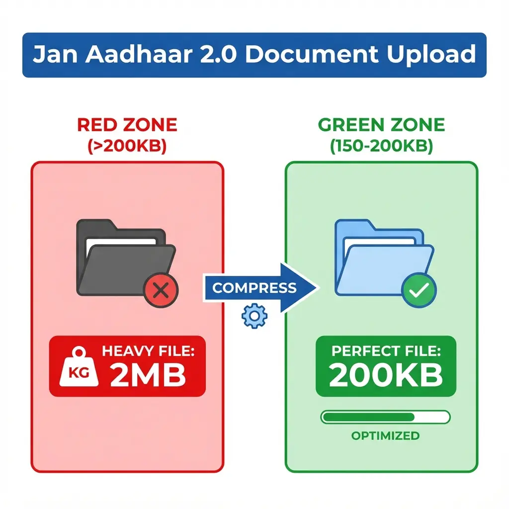 Jan Aadhaar 2.0: Fix 'File Too Large' Error (200KB Limit)
