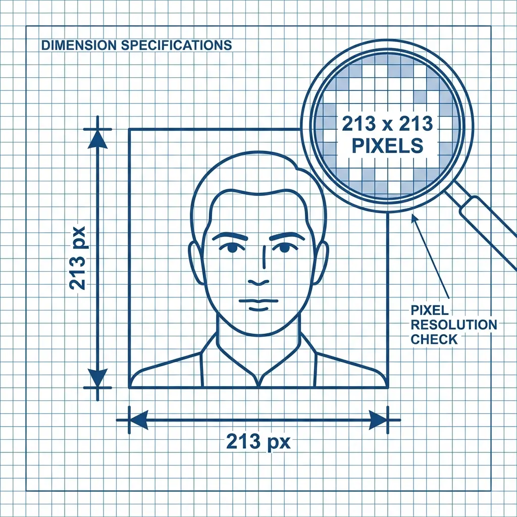 PAN Card NSDL Photo Specifications showing 213x213 Pixels and 300 DPI Dimensions