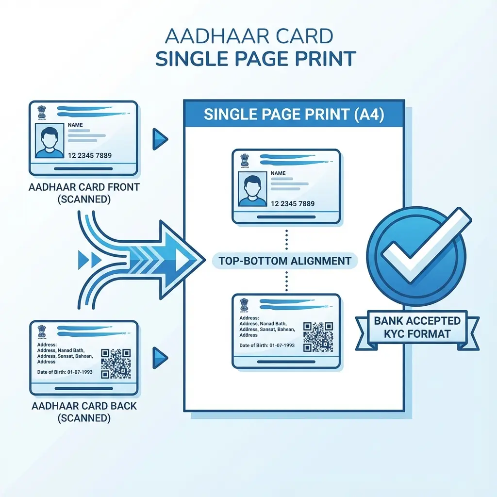 Print Aadhaar Card on One Page (Front & Back): The KYC Format