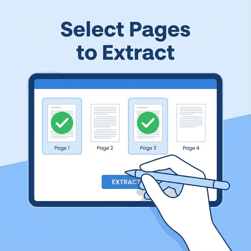 Split PDF Interface showing selection of specific pages for extraction